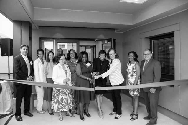 Photo Courtesy Luminis Health Victoria Bayless, chief executive officer of Luminis Health (third from right), and Deneen Richmond, president of LHDCMC (fifth from right), joined Prince George’s County Executive Angela Alsobrooks and other local and state key stakeholders for the ribbon cutting of the new Behavioral Health Services Building located on the hospital’s Lanham campus.