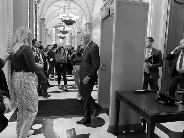 Ekaterina Pechenkina/Capital News Service WASHINGTON—House Majority Leader Steny Hoyer, D-Maryland, leaves the United States Capitol Thursday after telling colleagues in a letter that he would leave leadership but remain in the House.